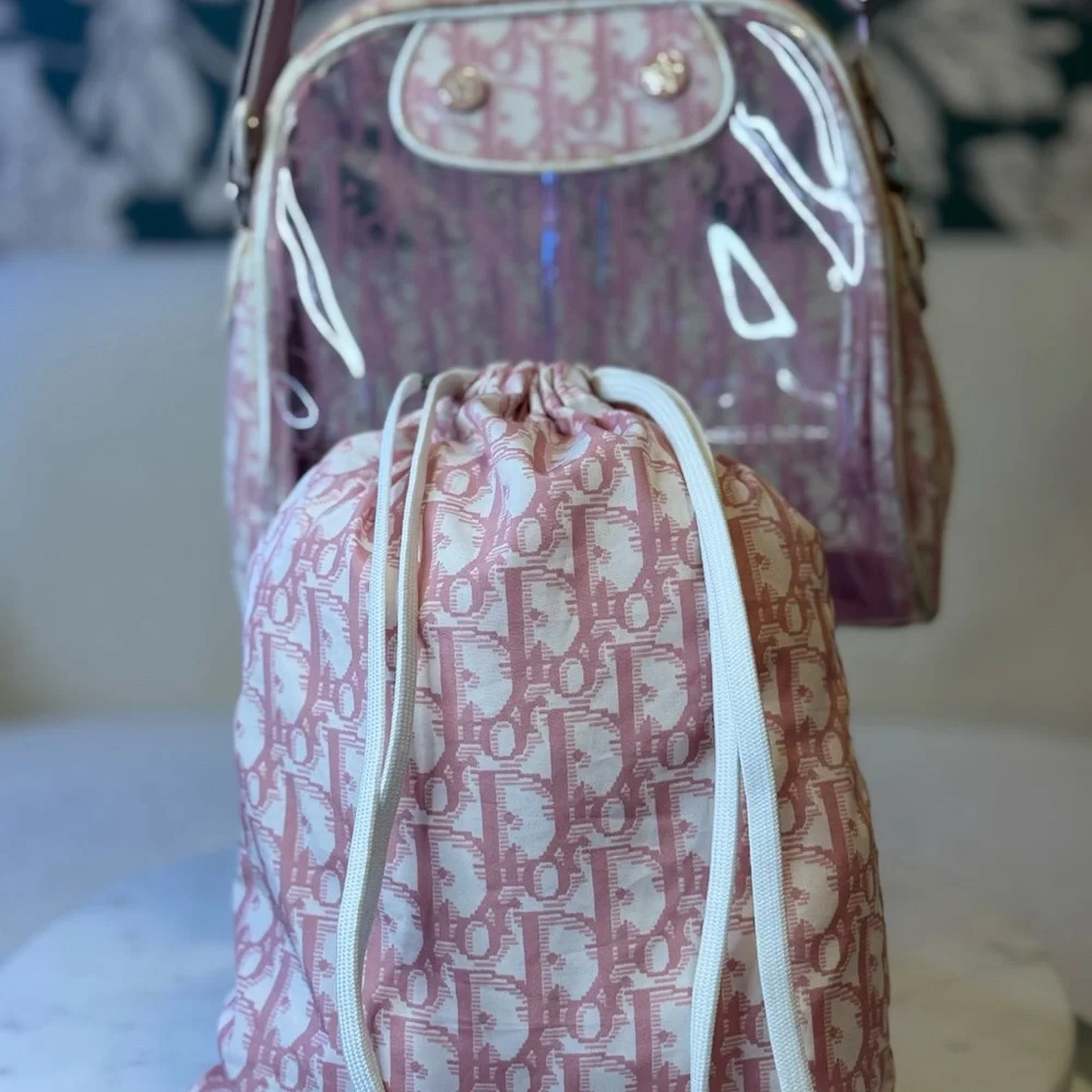 Dior Authentic Pink and Cream Trotter Transparent Crossbody bag w/pouch. RARE - Picture 10 of 16